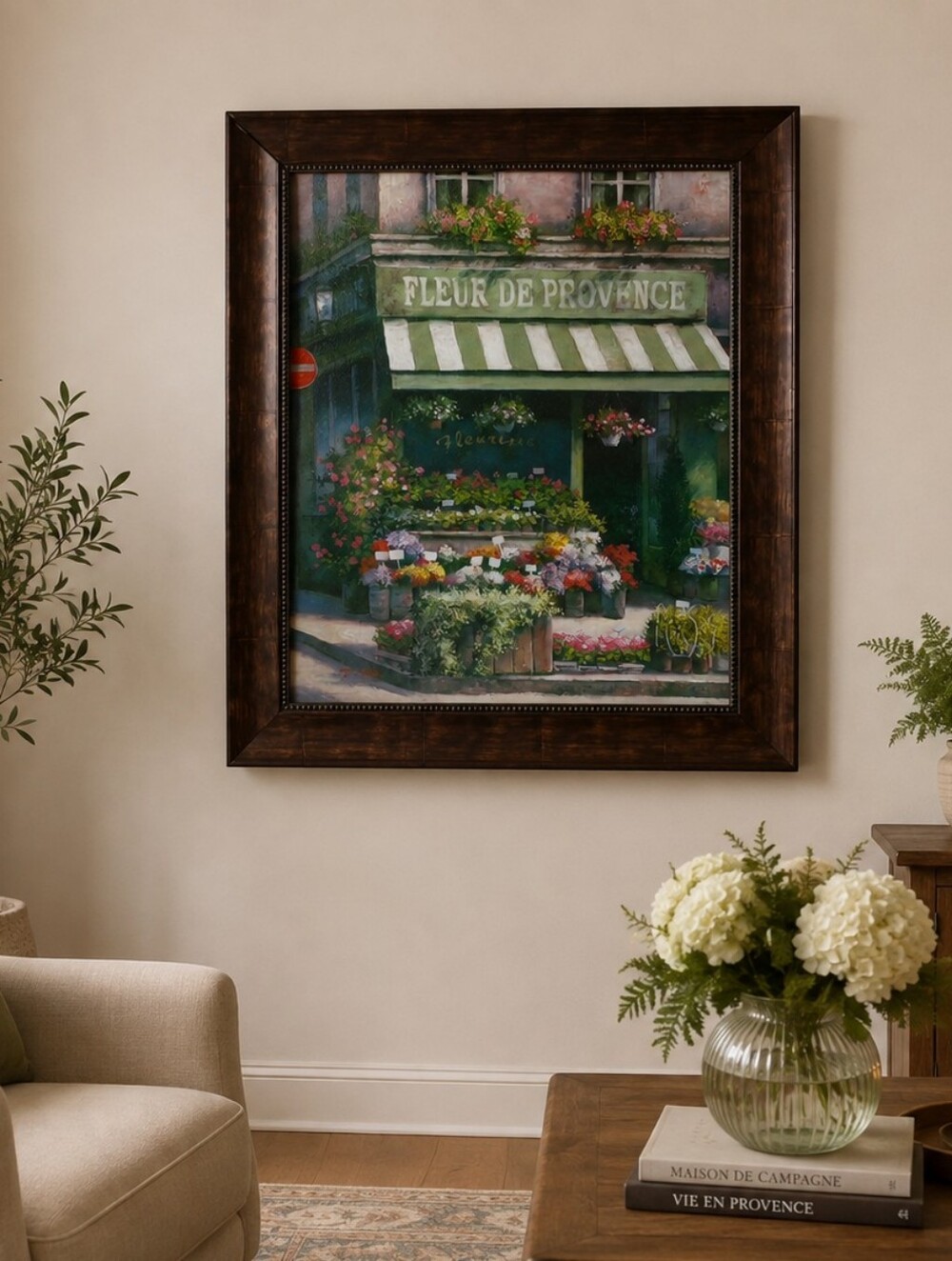Framed Fleur de Provence Floral Wall Art - Green